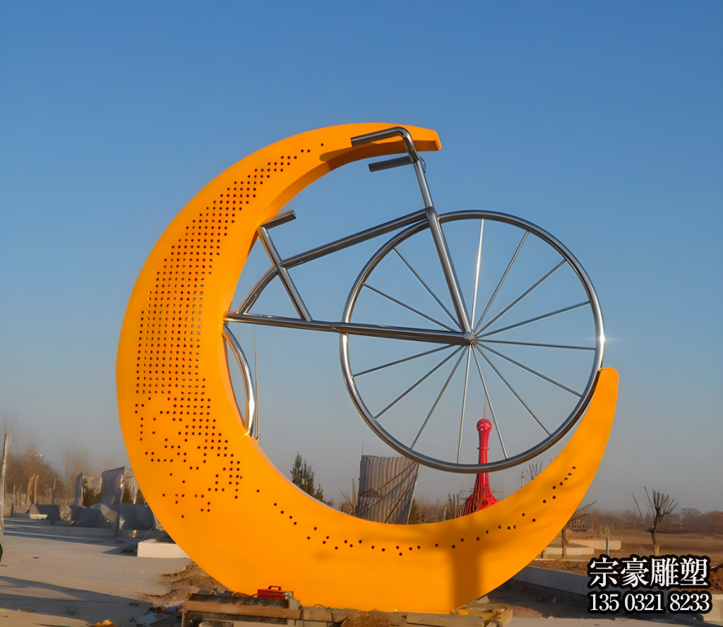 自行車主題不銹鋼景觀雕塑 自行車主題不銹鋼景觀雕塑