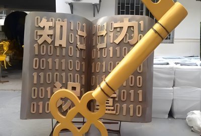 知識(shí)就是力量——校園鑰匙、書本造型景觀雕塑