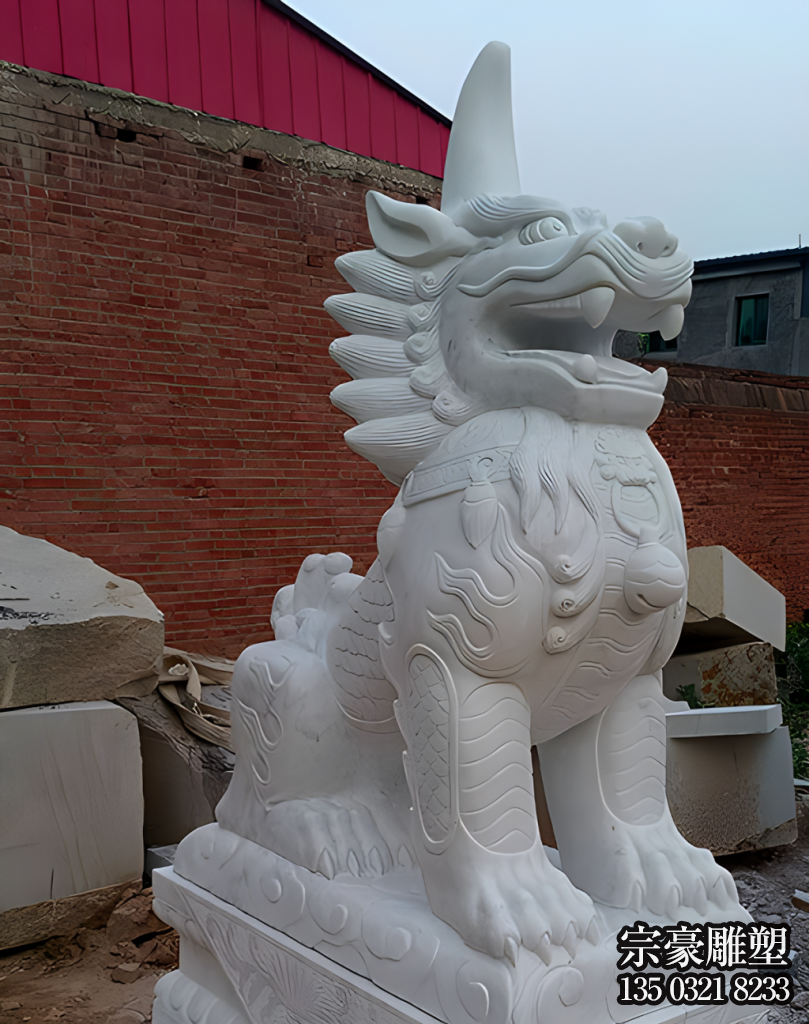 漢白玉獬豸圣獸雕塑 漢白玉獬豸圣獸雕塑