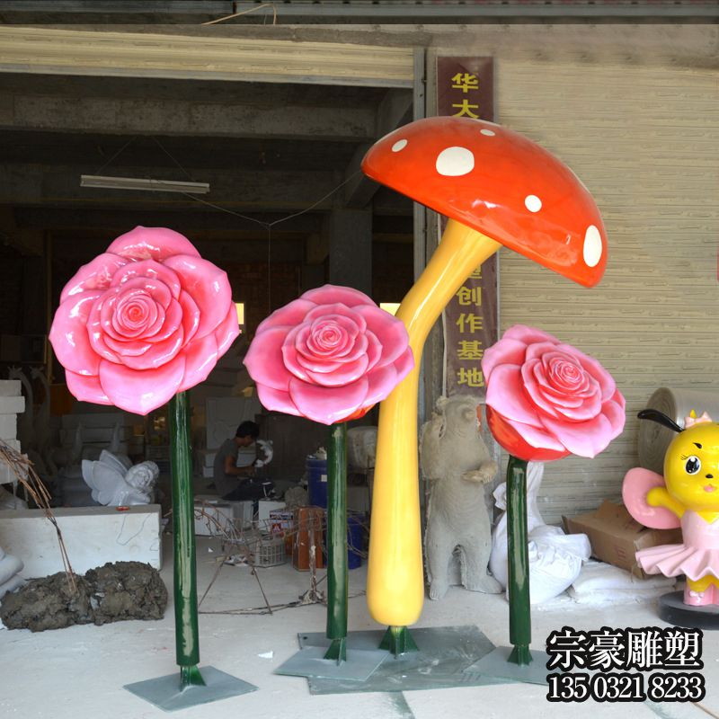 玻璃鋼玫瑰花擺件 玻璃鋼玫瑰花擺件