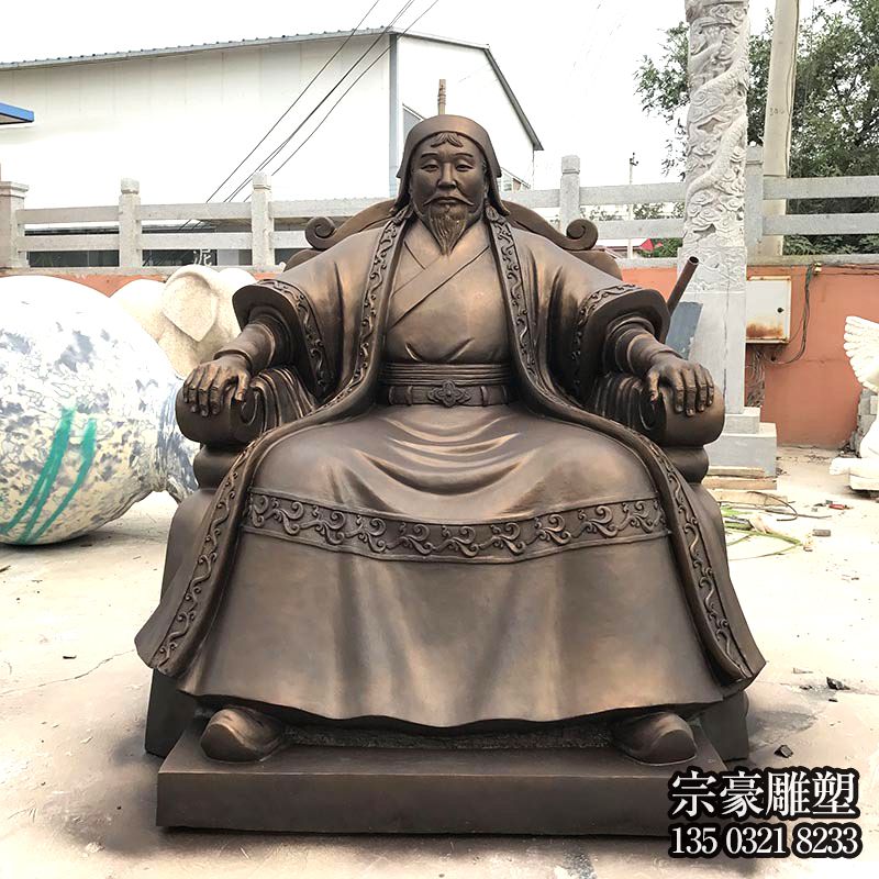 玻璃鋼仿銅成吉思汗雕塑像 玻璃鋼仿銅成吉思汗雕塑像