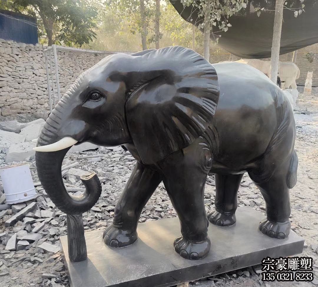黑色石雕大象 黑色石雕大象