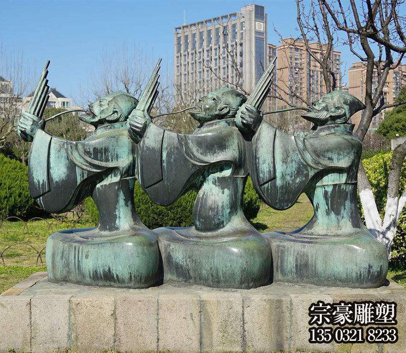 濫竽充數青銅人物情景銅雕 濫竽充數青銅人物情景銅雕
