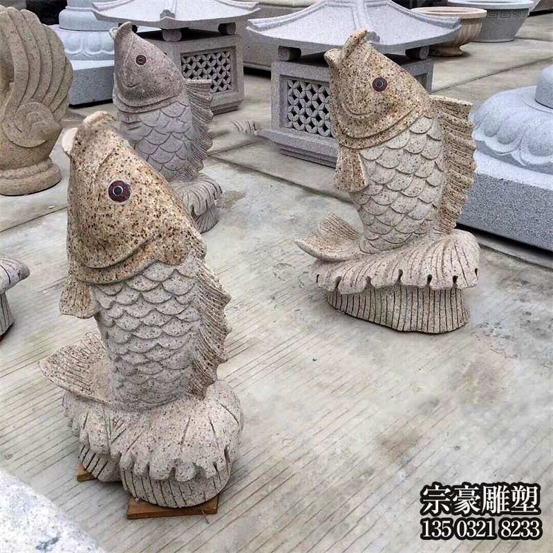花崗巖石雕噴水魚雕塑擺件 花崗巖石雕噴水魚雕塑擺件