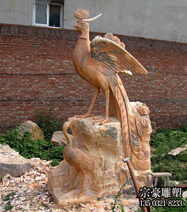 晚霞紅石雕鳳凰景觀動(dòng)物擺件 晚霞紅石雕鳳凰景觀動(dòng)物擺件