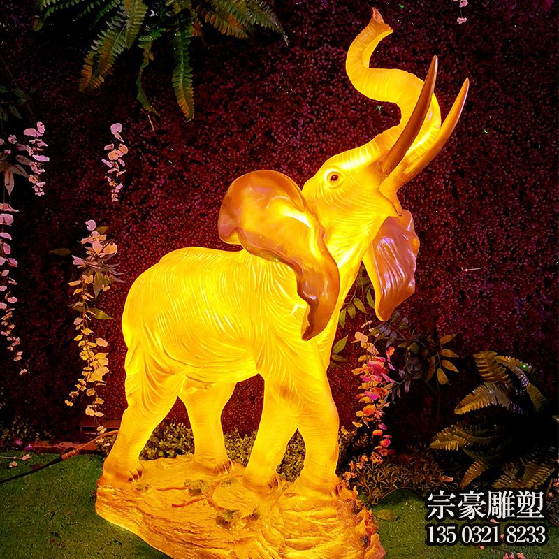 玻璃鋼發(fā)光小象雕塑擺件 玻璃鋼發(fā)光小象雕塑擺件