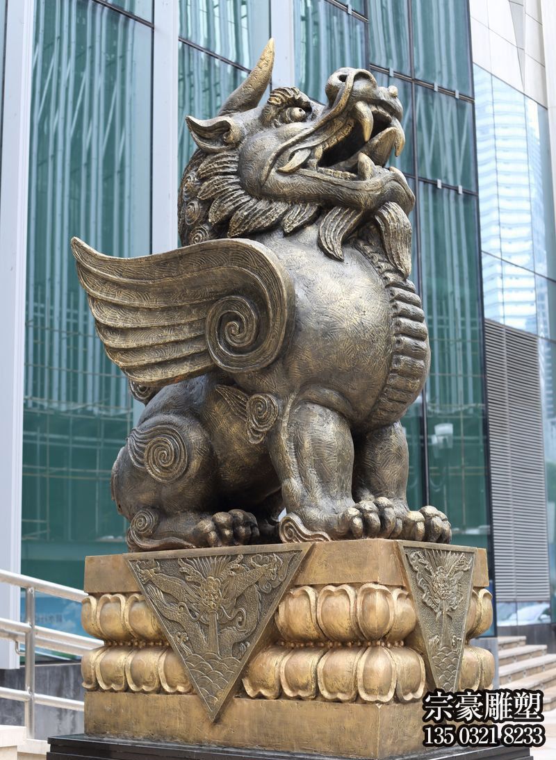 純銅鑄造獨角神獸雕塑 純銅鑄造獨角神獸雕塑