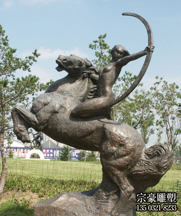 騎馬射箭鑄銅人物景觀雕塑 騎馬射箭鑄銅人物景觀雕塑