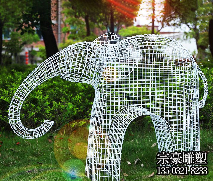 鐵藝編織小象草坪動物擺件 鐵藝編織小象草坪動物擺件