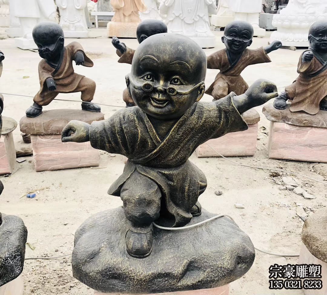 玻璃鋼仿銅可愛小和尚雕塑 玻璃鋼仿銅可愛小和尚雕塑