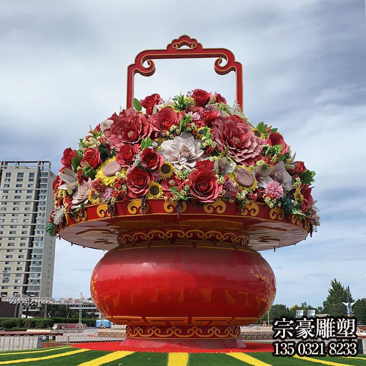 玻璃鋼大花籃,國慶節日慶典花籃雕塑 玻璃鋼大花籃,國慶節日慶典花籃雕塑