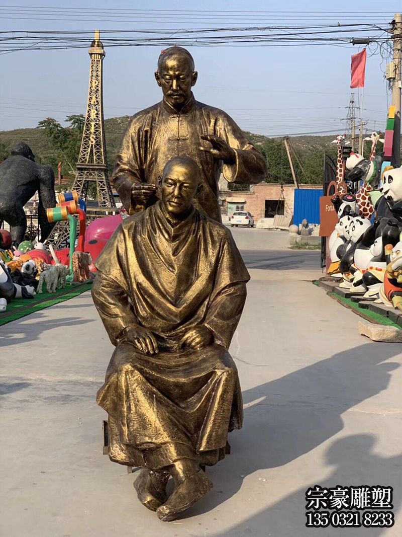 理發(fā)——民俗人物玻璃鋼仿銅雕塑 理發(fā)——民俗人物玻璃鋼仿銅雕塑